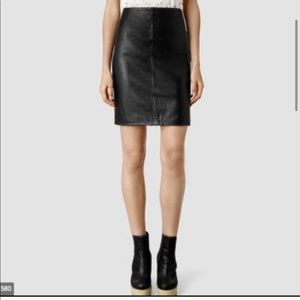All Saints Emerald Lucille Leather Skirt Sz 6